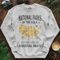 National Parks of the USA Map Sweatshirt – Explore Them All – Ash – Outdoor apparel for travel, hiking, camping, and nature lovers – ExpediCamp