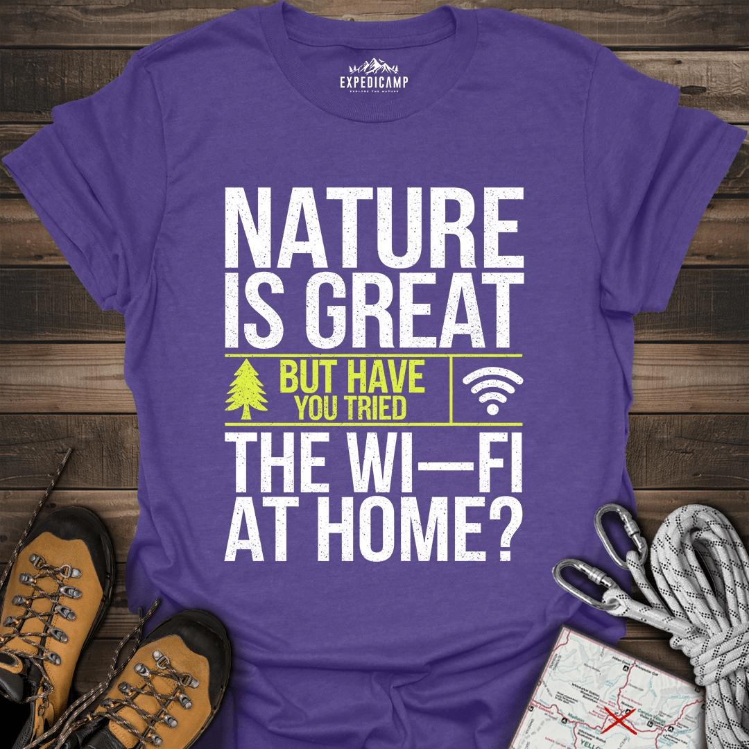 Nature Is Great T-Shirt – Heather Purple – Outdoor apparel for travel, hiking, camping, and nature lovers – ExpediCamp