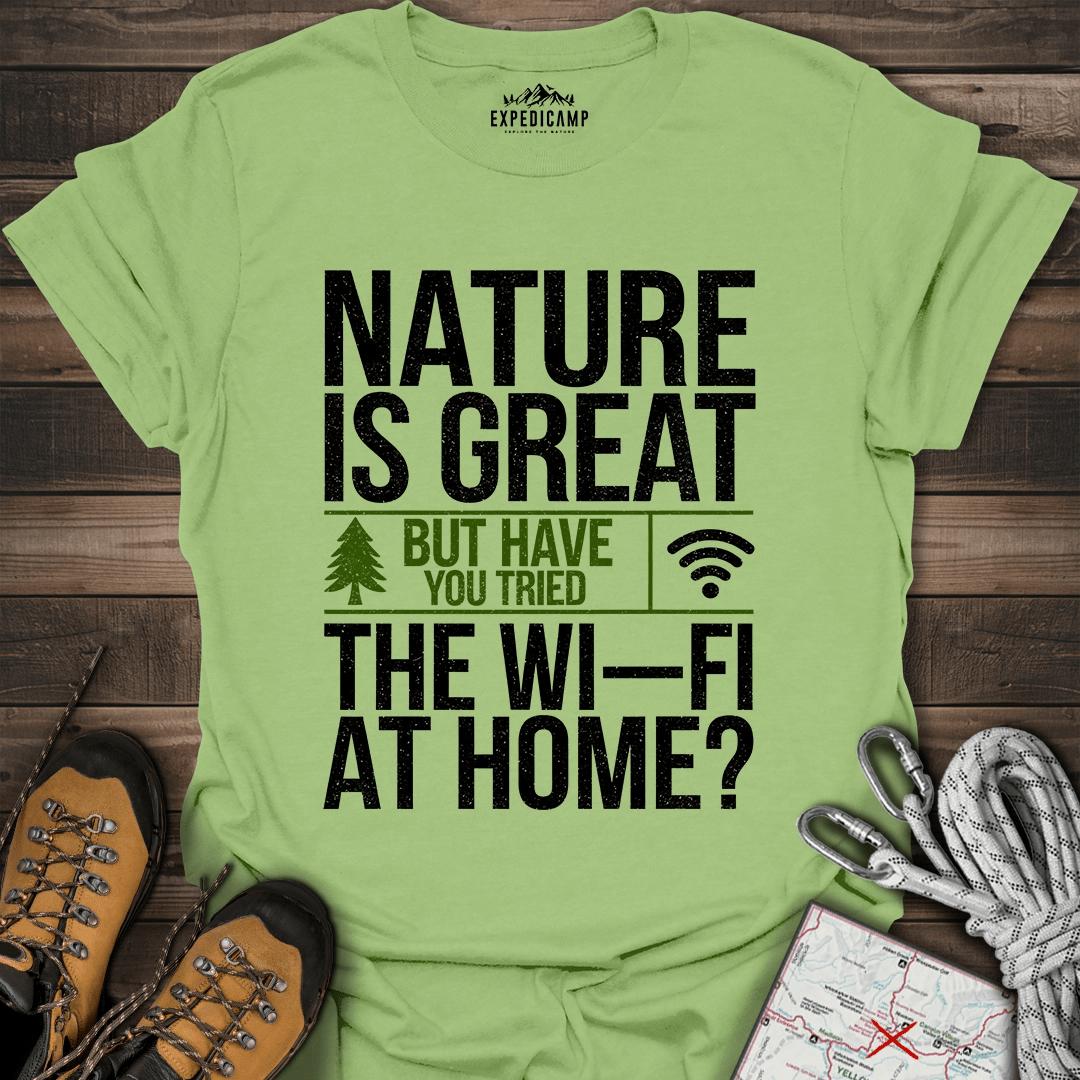 Nature Is Great T-Shirt – Kiwi – Outdoor apparel for travel, hiking, camping, and nature lovers – ExpediCamp