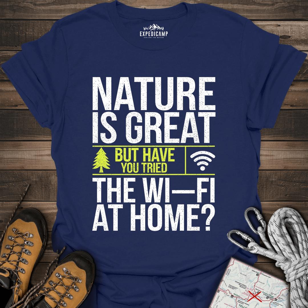 Nature Is Great T-Shirt – Navy – Outdoor apparel for travel, hiking, camping, and nature lovers – ExpediCamp