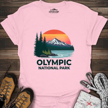 Olympic National Park T-Shirt – Light Pink – Outdoor apparel for travel, hiking, camping, and nature lovers – ExpediCamp