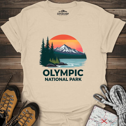 Olympic National Park T-Shirt – Sand – Outdoor apparel for travel, hiking, camping, and nature lovers – ExpediCamp