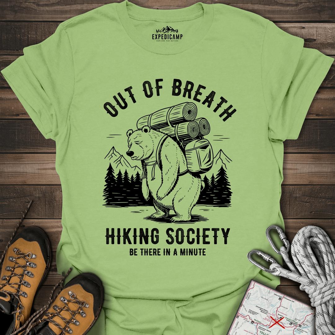 Out Of Breath Hiking Society Bear T-Shirt – Kiwi – Outdoor apparel for travel, hiking, camping, and nature lovers – ExpediCamp