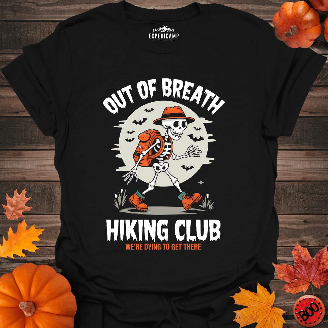 Out Of Breath Hiking Society T-Shirt – Black – Outdoor apparel for travel, hiking, camping, and nature lovers – ExpediCamp