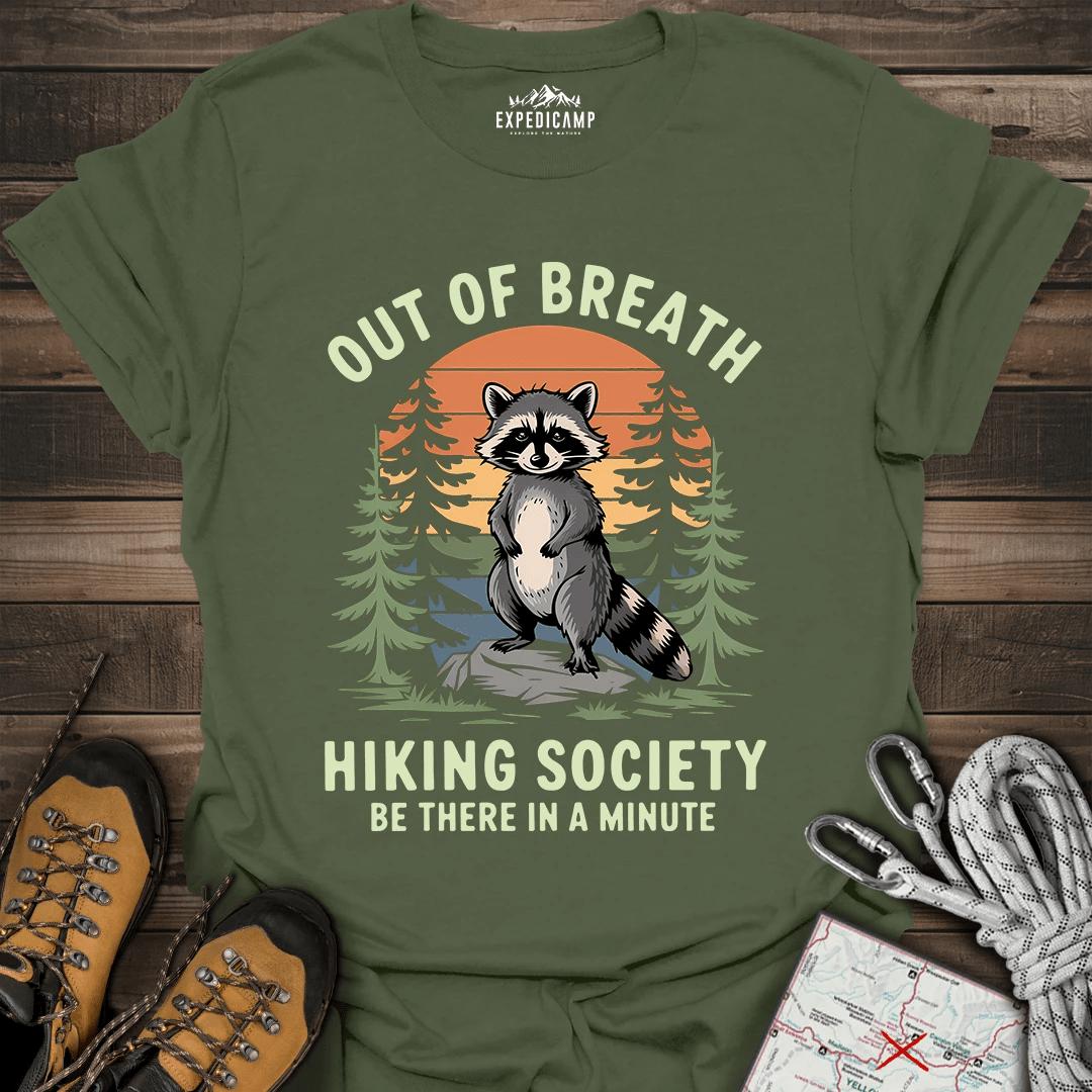Out Of Breath Hiking Society T-Shirt – Military Green – Outdoor apparel for travel, hiking, camping, and nature lovers – ExpediCamp