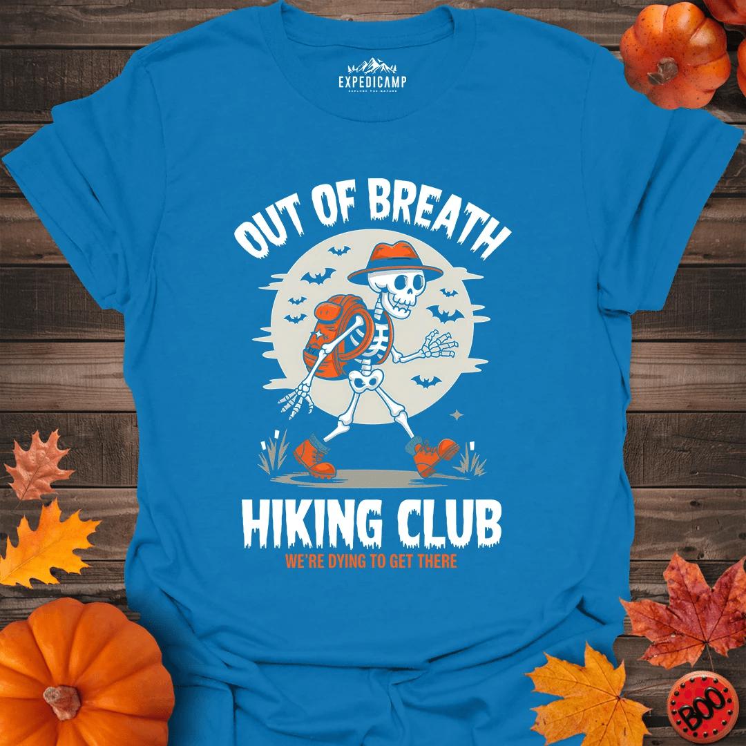 Out Of Breath Hiking Society T-Shirt – Royal – Outdoor apparel for travel, hiking, camping, and nature lovers – ExpediCamp