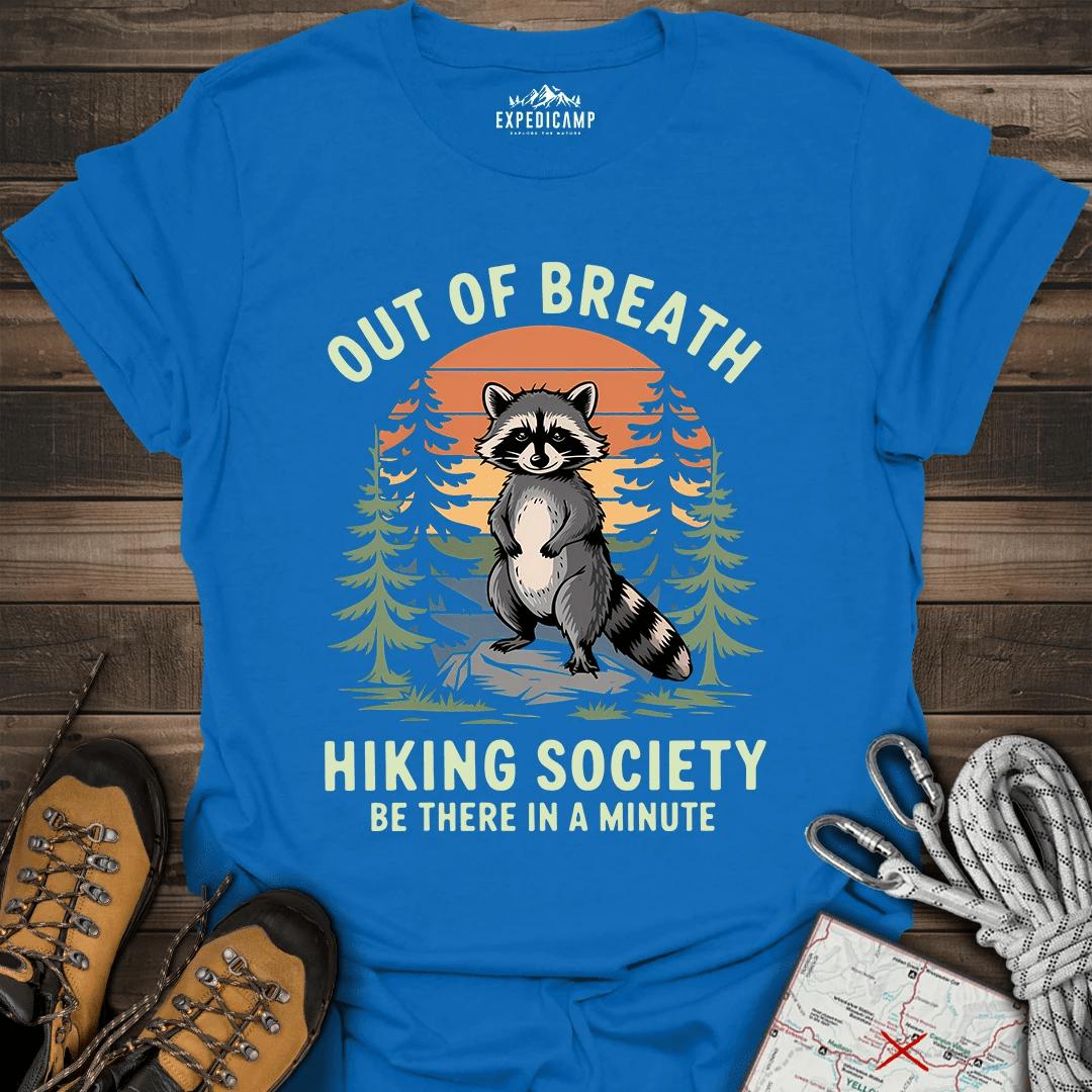 Out Of Breath Hiking Society T-Shirt – Royal – Outdoor apparel for travel, hiking, camping, and nature lovers – ExpediCamp