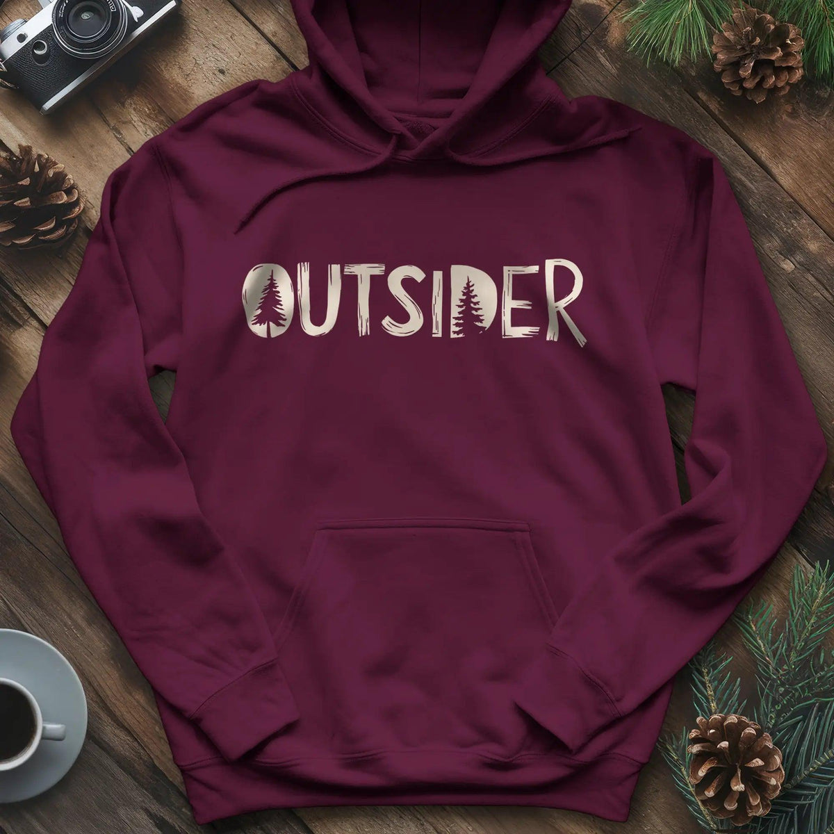 Outsider Hoodie – Adventure Lover’s Outdoor Hoodie – Maroon – Outdoor apparel for travel, hiking, camping, and nature lovers – ExpediCamp