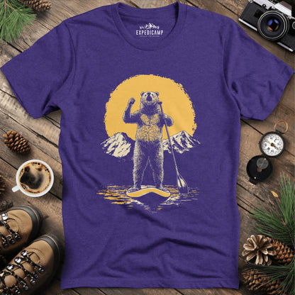 Paddleboarding Bear Sup Adventure T-Shirt – Heather Purple – Outdoor apparel for travel, hiking, camping, and nature lovers – ExpediCamp