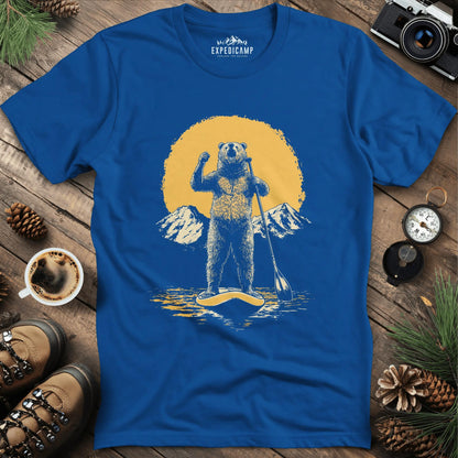 Paddleboarding Bear Sup Adventure T-Shirt – Royal – Outdoor apparel for travel, hiking, camping, and nature lovers – ExpediCamp