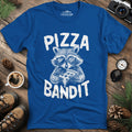 Pizza Bandit Raccoon T-Shirt – Royal – Outdoor apparel for travel, hiking, camping, and nature lovers – ExpediCamp
