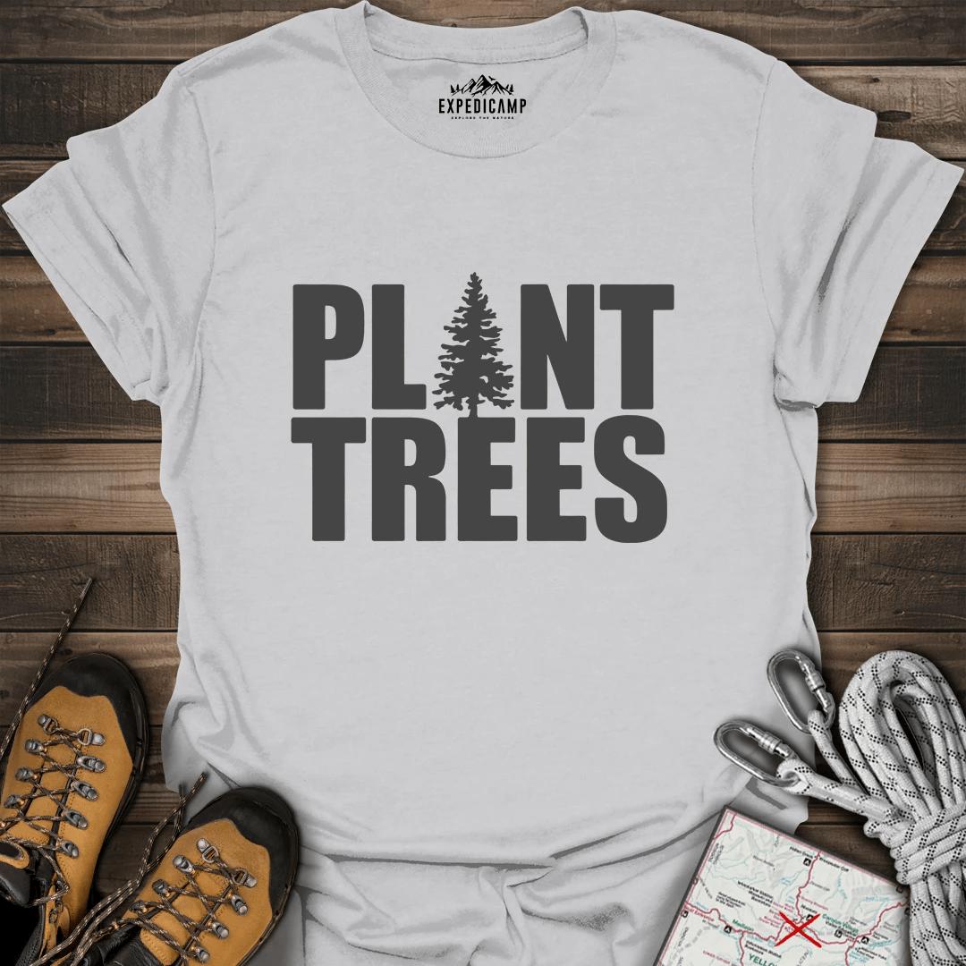 Plant Trees T-Shirt – Ice Grey – Outdoor apparel for travel, hiking, camping, and nature lovers – ExpediCamp