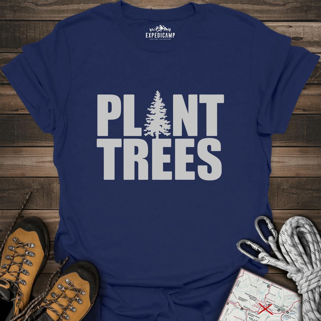 Plant Trees T-Shirt – Navy – Outdoor apparel for travel, hiking, camping, and nature lovers – ExpediCamp