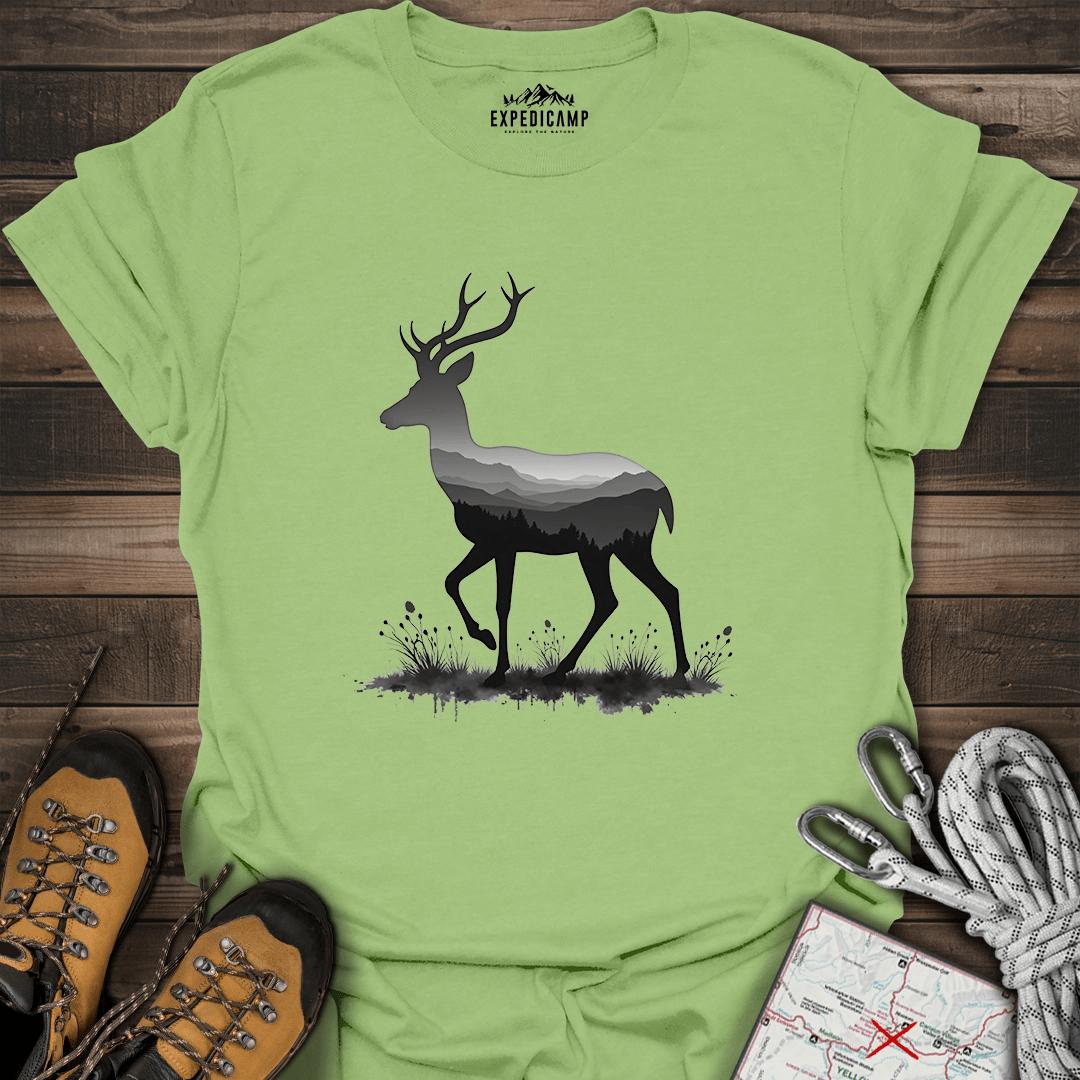 Pronghorn Antelope Silhouette T-Shirt – Kiwi – Outdoor apparel for travel, hiking, camping, and nature lovers – ExpediCamp
