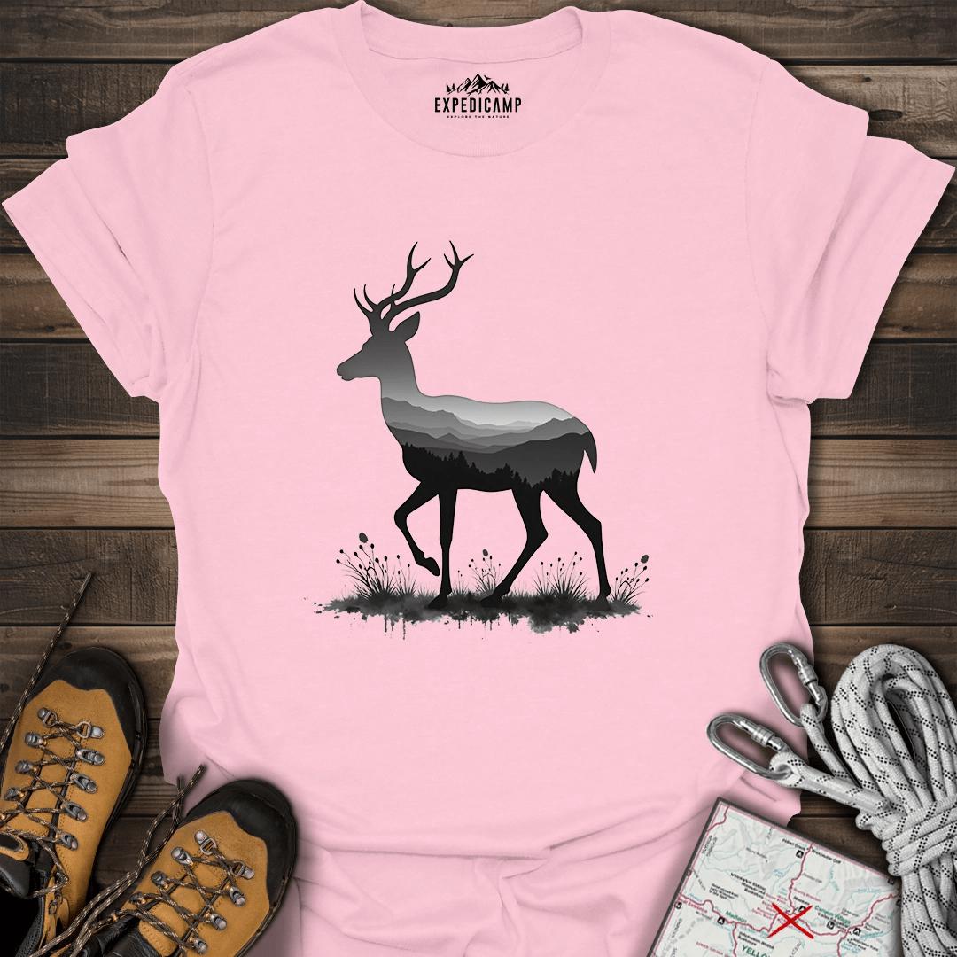 Pronghorn Antelope Silhouette T-Shirt – Light Pink – Outdoor apparel for travel, hiking, camping, and nature lovers – ExpediCamp