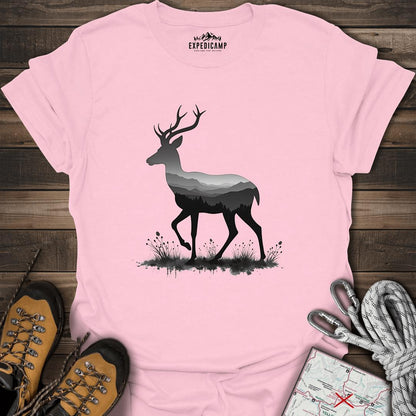 Pronghorn Antelope Silhouette T-Shirt – Light Pink – Outdoor apparel for travel, hiking, camping, and nature lovers – ExpediCamp