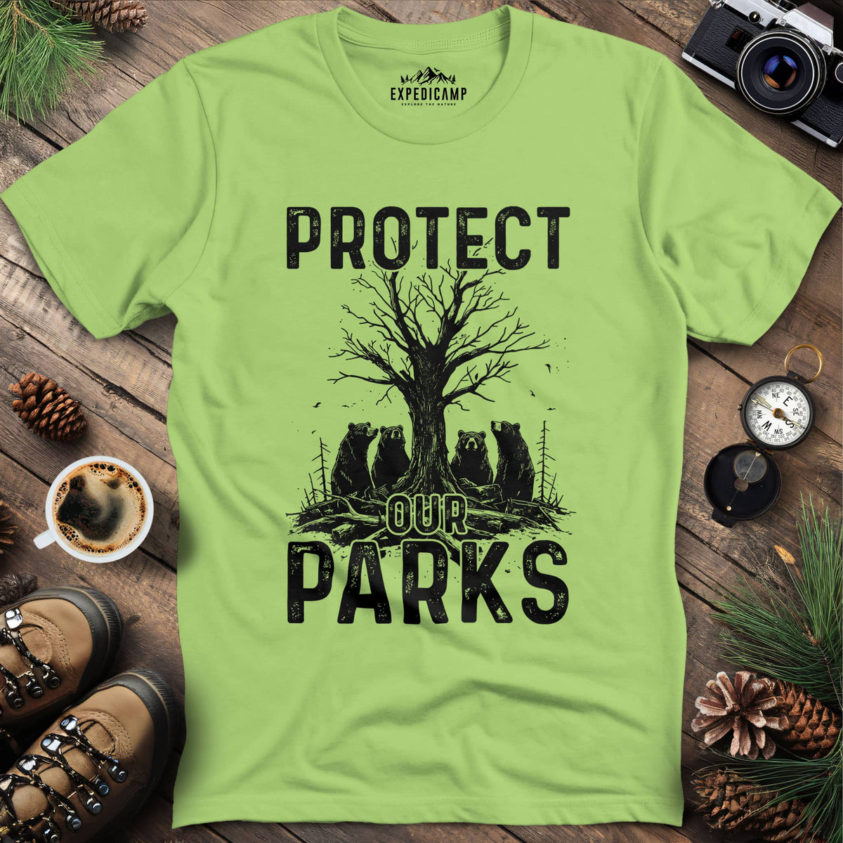 Protect Our Parks Wildlife Conservation T-Shirt – Kiwi – Outdoor apparel for travel, hiking, camping, and nature lovers – ExpediCamp
