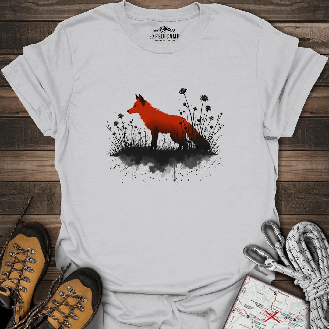 Red Fox Wilderness T-Shirt – Ice Grey – Outdoor apparel for travel, hiking, camping, and nature lovers – ExpediCamp