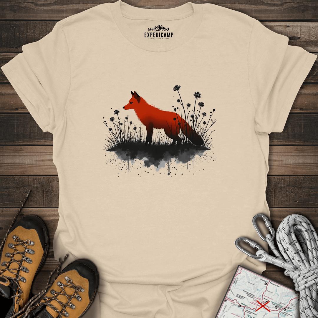 Red Fox Wilderness T-Shirt – Sand – Outdoor apparel for travel, hiking, camping, and nature lovers – ExpediCamp
