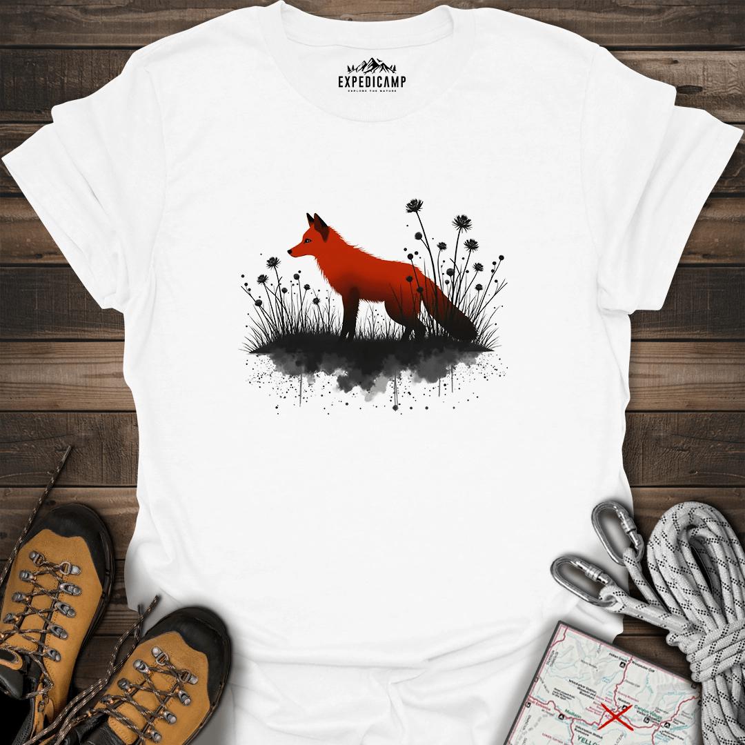 Red Fox Wilderness T-Shirt – White – Outdoor apparel for travel, hiking, camping, and nature lovers – ExpediCamp