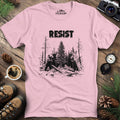 Resist Save National Parks Conservation T-Shirt – Light Pink – Outdoor apparel for travel, hiking, camping, and nature lovers – ExpediCamp