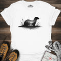 River Otter Forest Reflection T-Shirt – White – Outdoor apparel for travel, hiking, camping, and nature lovers – ExpediCamp