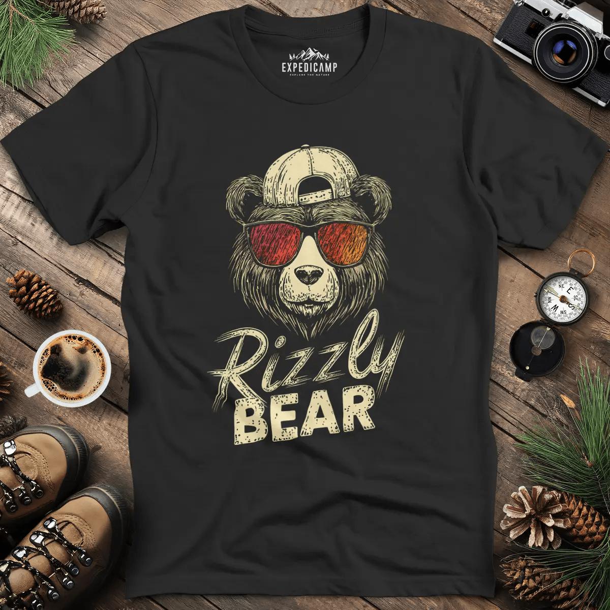Rizzly Bear T-Shirt – Black – Outdoor apparel for travel, hiking, camping, and nature lovers – ExpediCamp