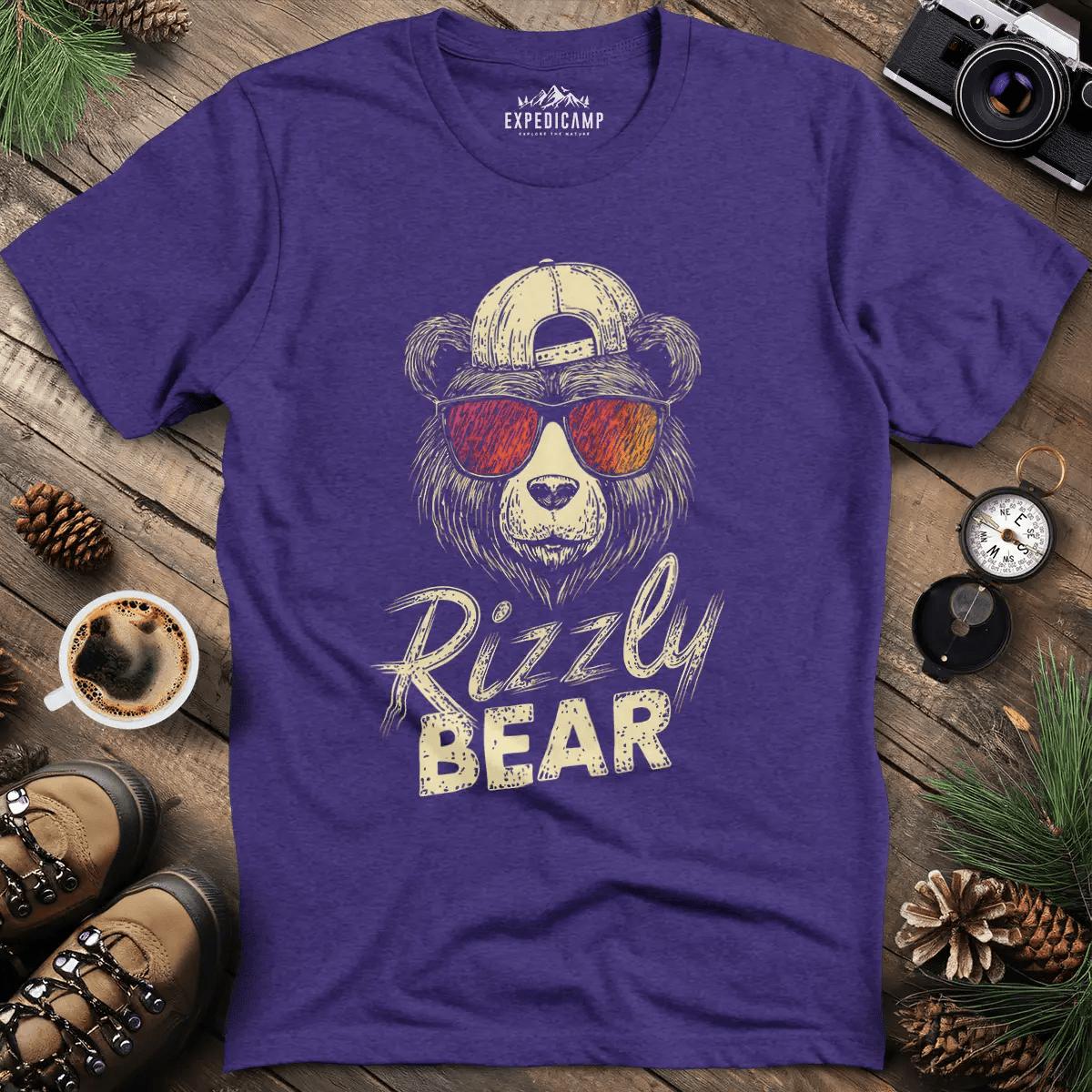 Rizzly Bear T-Shirt – Heather Purple – Outdoor apparel for travel, hiking, camping, and nature lovers – ExpediCamp