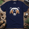 Roaring Bear T-Shirt – Fierce Wilderness Spirit – Navy – Outdoor apparel for travel, hiking, camping, and nature lovers – ExpediCamp