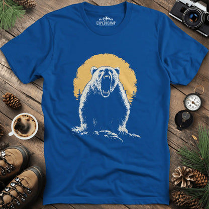 Roaring Grizzly Bear T-Shirt – Fierce Wilderness Beast Design – Royal – Outdoor apparel for travel, hiking, camping, and nature lovers – ExpediCamp