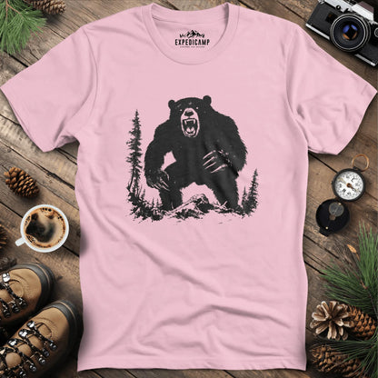 Roaring Grizzly Bear T-Shirt – Fierce Wilderness Predator Design – Light Pink – Outdoor apparel for travel, hiking, camping, and nature lovers – ExpediCamp