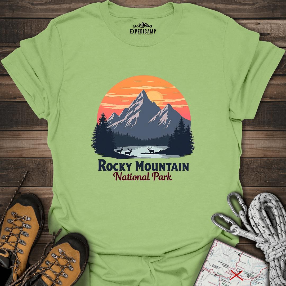 Rocky Mountain National Park T-Shirt – Kiwi – Outdoor apparel for travel, hiking, camping, and nature lovers – ExpediCamp