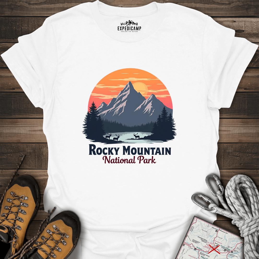 Rocky Mountain National Park T-Shirt – White – Outdoor apparel for travel, hiking, camping, and nature lovers – ExpediCamp