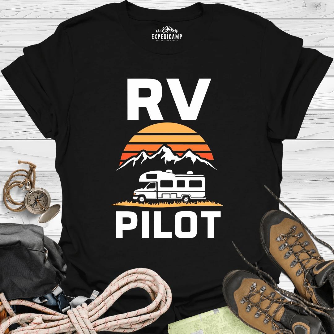 RV Pilot - Camper Driver T-Shirt – Black – Outdoor apparel for travel, hiking, camping, and nature lovers – ExpediCamp