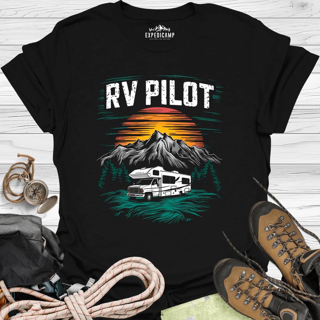 RV Pilot - Camper Driver T-Shirt – Black – Outdoor apparel for travel, hiking, camping, and nature lovers – ExpediCamp