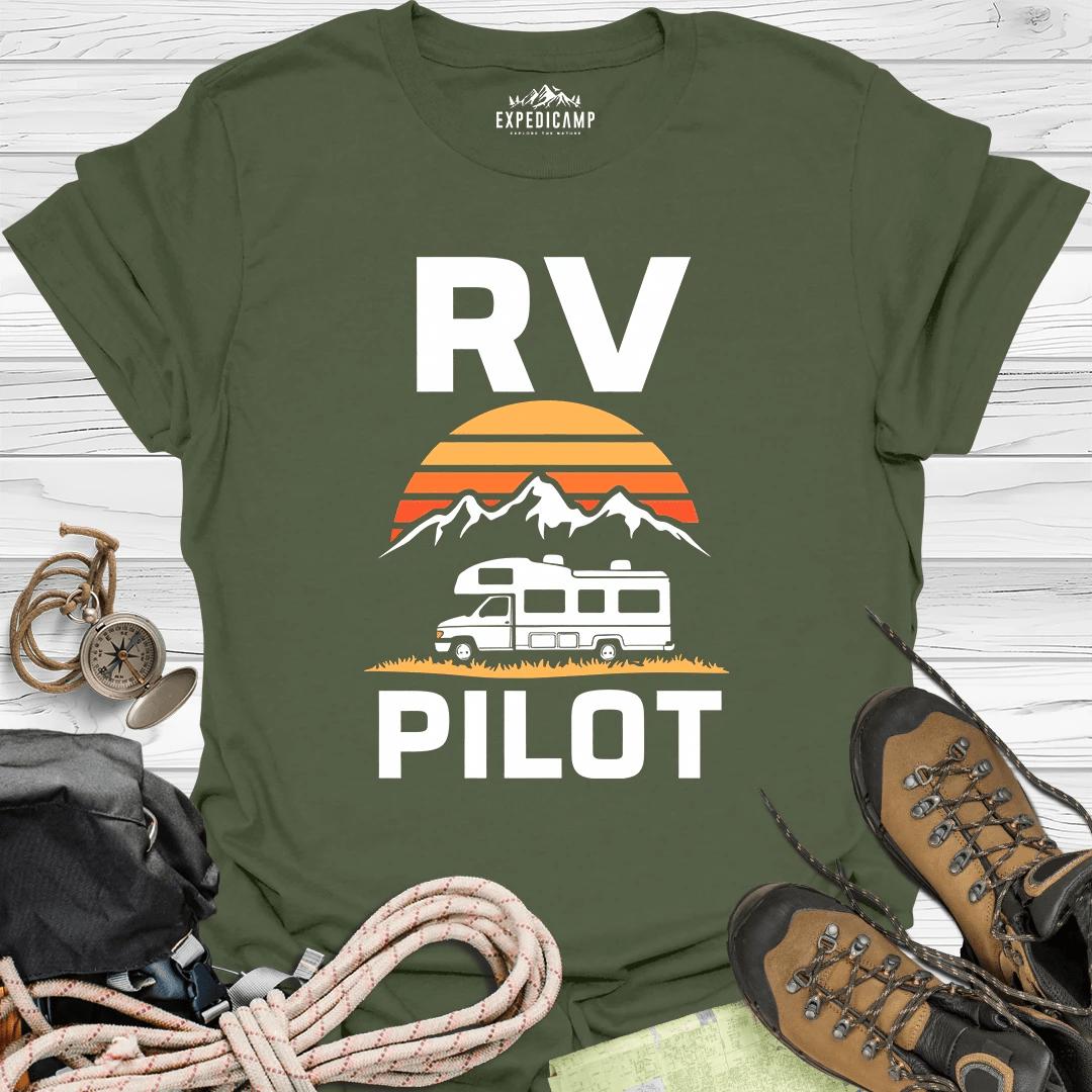 RV Pilot - Camper Driver T-Shirt – Military Green – Outdoor apparel for travel, hiking, camping, and nature lovers – ExpediCamp