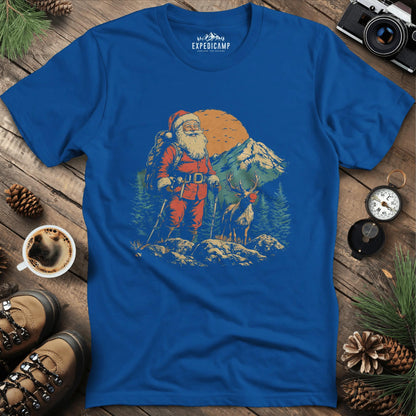 Santa and Rudolph Hiking T-Shirt – Royal – Outdoor apparel for travel, hiking, camping, and nature lovers – ExpediCamp
