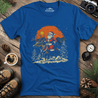 Santa in the Wilderness T-Shirt – Royal – Outdoor apparel for travel, hiking, camping, and nature lovers – ExpediCamp