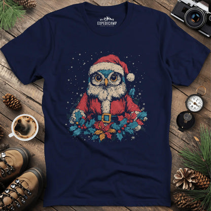 Santa Owl T-Shirt – Navy – Outdoor apparel for travel, hiking, camping, and nature lovers – ExpediCamp