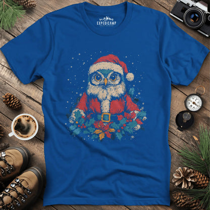 Santa Owl T-Shirt – Royal – Outdoor apparel for travel, hiking, camping, and nature lovers – ExpediCamp