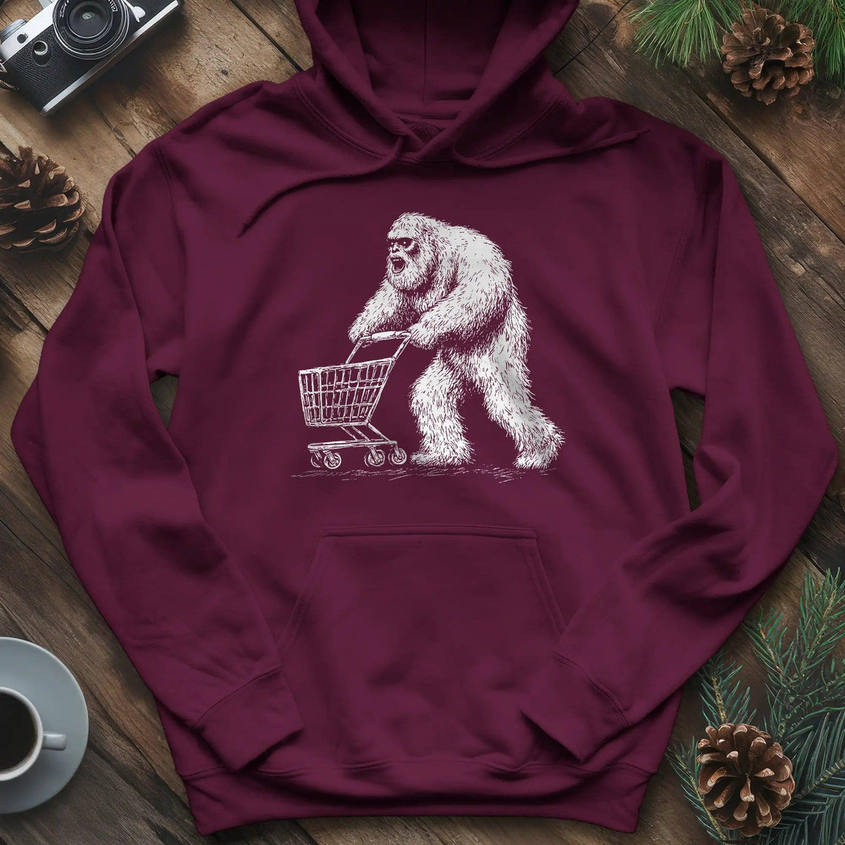 Shopping Yeti Hoodie – Maroon – Outdoor apparel for travel, hiking, camping, and nature lovers – ExpediCamp