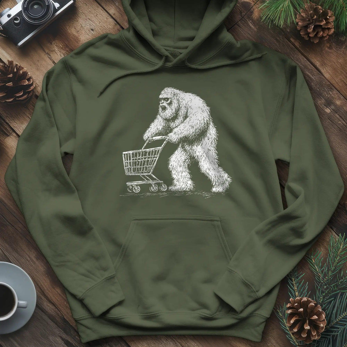 Shopping Yeti Hoodie – Military Green – Outdoor apparel for travel, hiking, camping, and nature lovers – ExpediCamp