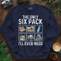 Six Pack Adventure Sweatshirt – Navy – Outdoor apparel for travel, hiking, camping, and nature lovers – ExpediCamp
