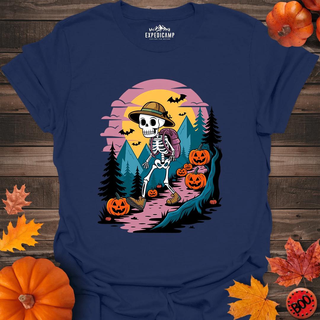 Skeleton Hiker Hike Forever T-Shirt – Navy – Outdoor apparel for travel, hiking, camping, and nature lovers – ExpediCamp