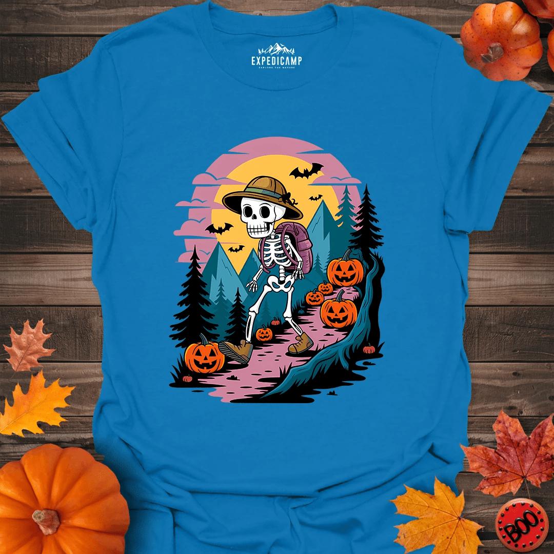 Skeleton Hiker Hike Forever T-Shirt – Royal – Outdoor apparel for travel, hiking, camping, and nature lovers – ExpediCamp