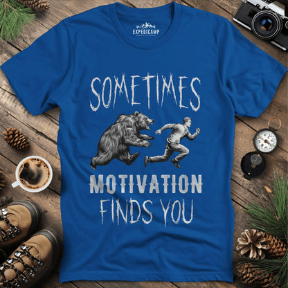 Sometimes Motivation Finds You - Hiker's Run T-Shirt – Royal – Outdoor apparel for travel, hiking, camping, and nature lovers – ExpediCamp