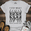 Stay Wild America's National Parks T-Shirt – Ice Grey – Outdoor apparel for travel, hiking, camping, and nature lovers – ExpediCamp