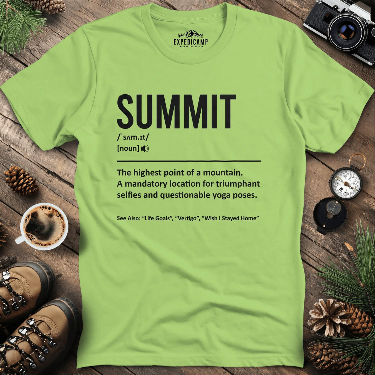 Summit Definition T-Shirt – Kiwi – Outdoor apparel for travel, hiking, camping, and nature lovers – ExpediCamp