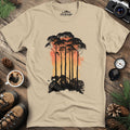 Sunset Forest Trees T-Shirt – Sand – Outdoor apparel for travel, hiking, camping, and nature lovers – ExpediCamp