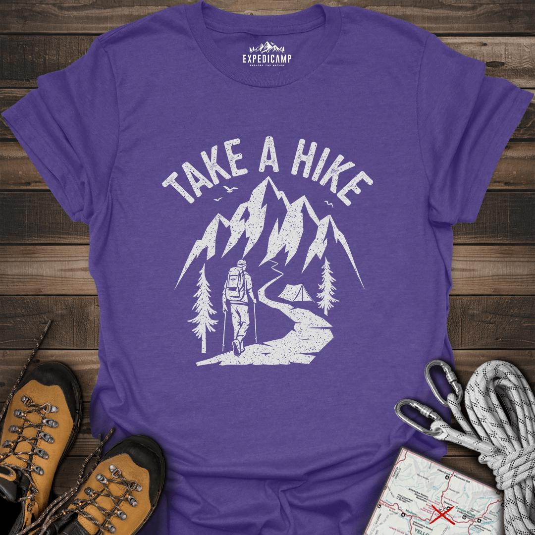 Take A Hike T-Shirt – Heather Purple – Outdoor apparel for travel, hiking, camping, and nature lovers – ExpediCamp